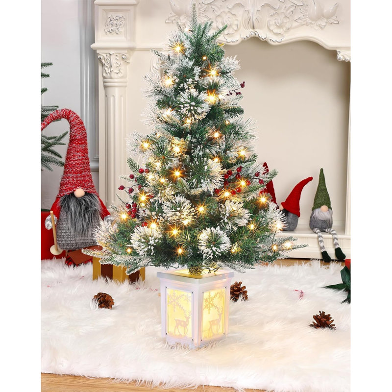 Arbre de Noël illuminé 3 pi, arbres de Noël artificiels avec éclairage, arbres de Noël avec 70 lumières DEL, décoration de Noël pour la maison, le bureau, assemblage facile