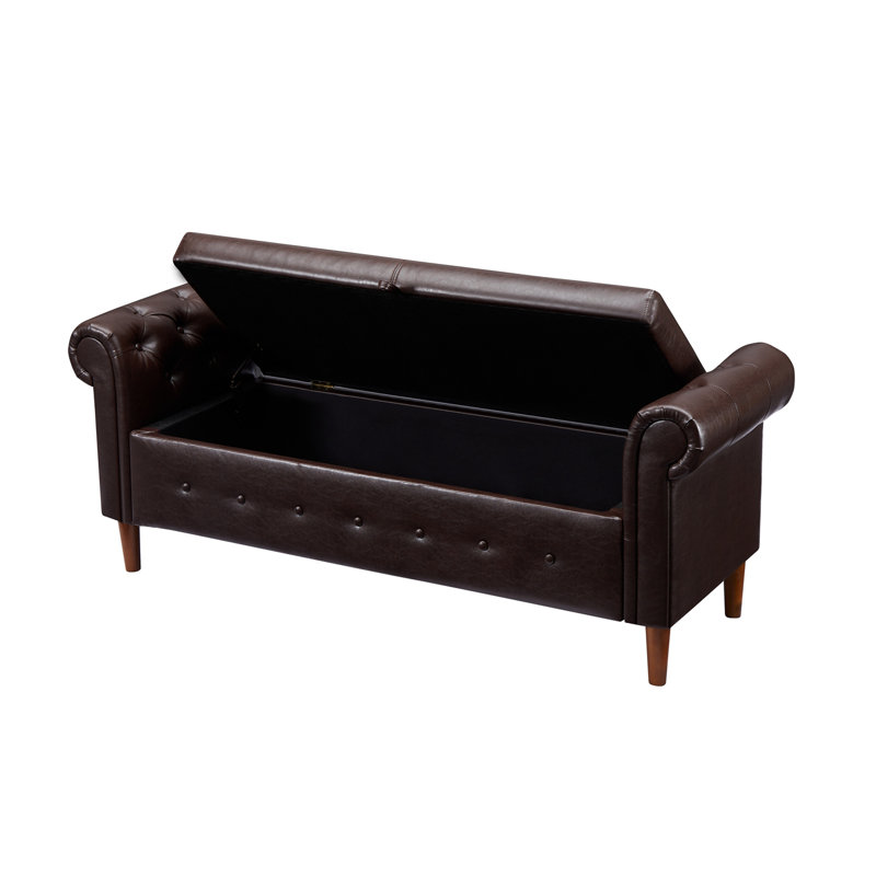 Banc de rangement en similicuir Destefanis, Brun