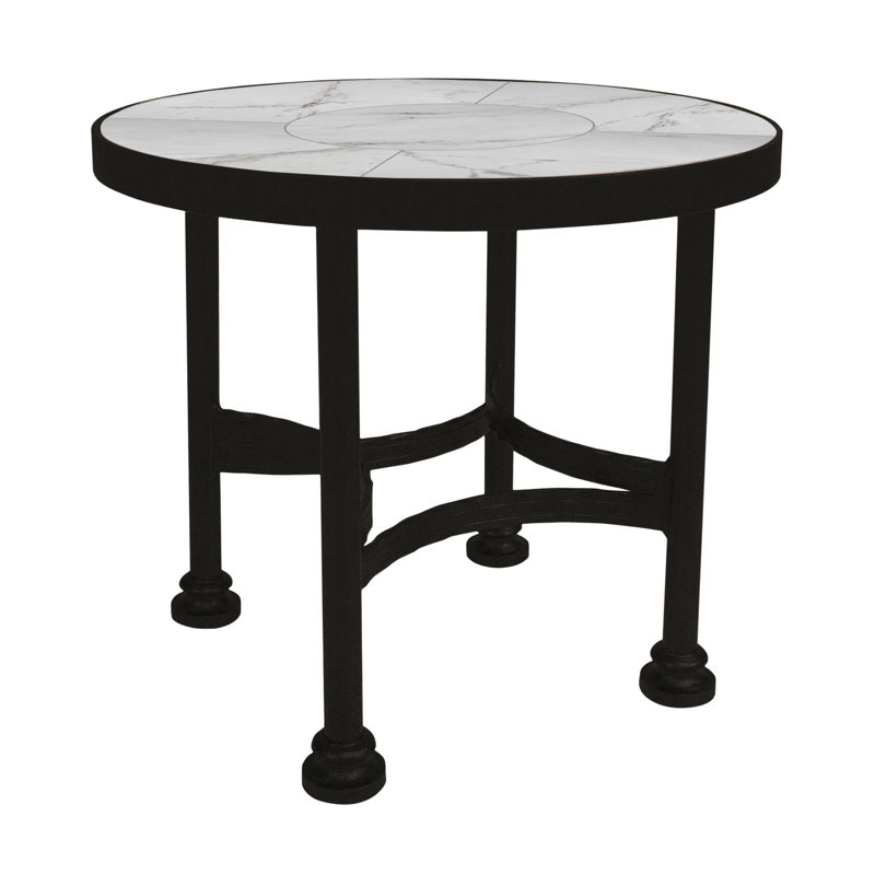 Classico Outdoor Round Side Table, Carbon Black, Pallazo White