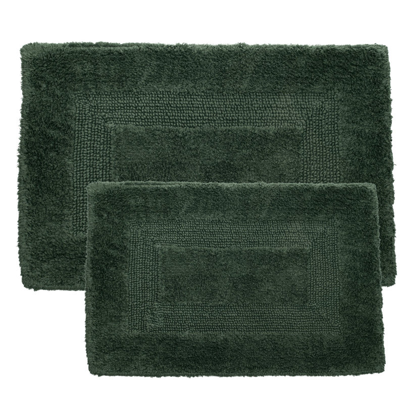 Marylee 2PC Cotton Bathroom Mat Set-Machine Washable Bath Mats for Bathroom, Kitchen, Laundry Room, Green
