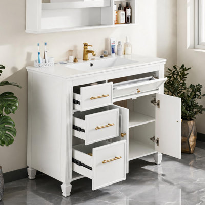 Meuble-lavabo de 36 po avec lavabo en céramique Mettie