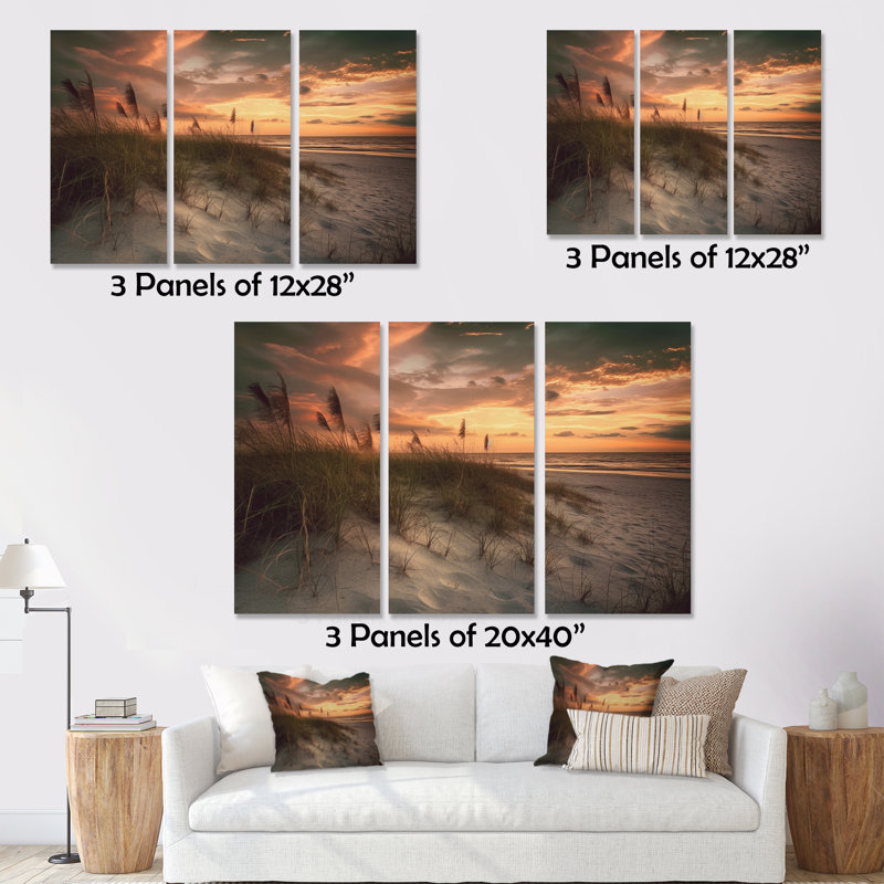 «Sandy Sunset I», reproduction sur toile 3 pièces, H 28 po x l 36 po x P 1 po