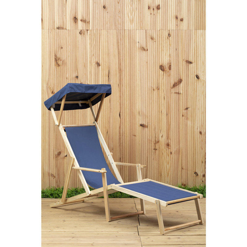 Farley 62cm Long Reclining Birch Single Sun Lounger, Grey