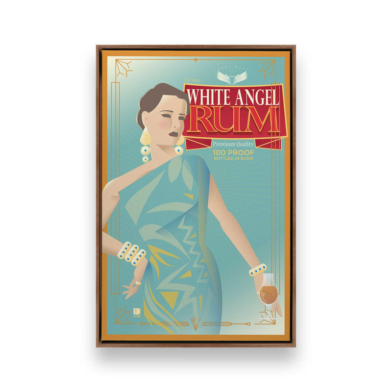 Rhum White Angel, H 18,75 po x l 12,75 po, Impression encadrée sans passe-partout, Noyer