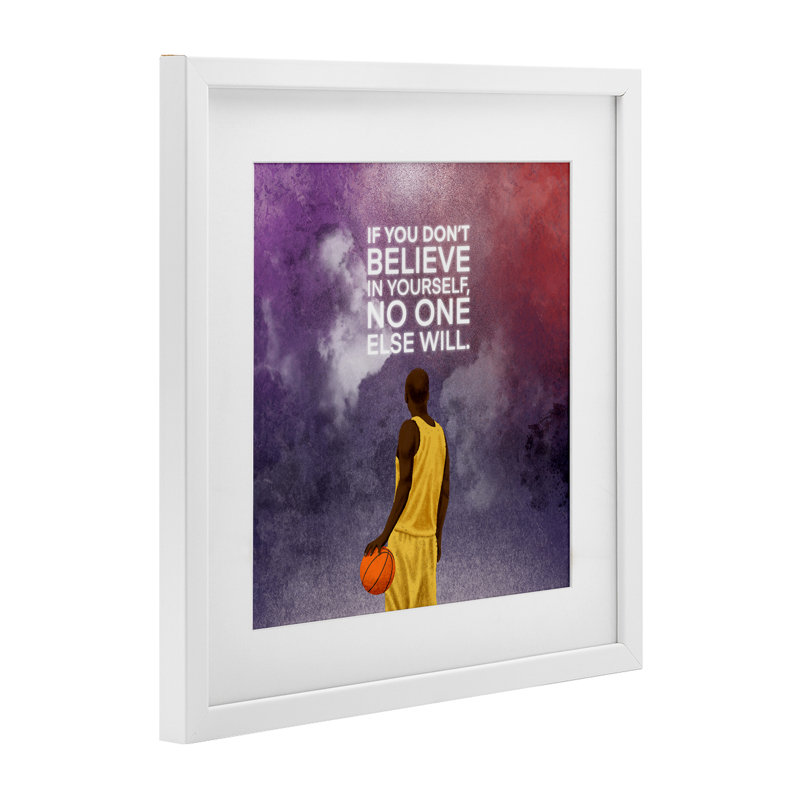 Believe In Yourself, citation de l'athlète, impression encadrée sous verre, H 13 po x l 13 po, Cadre blanc côtier