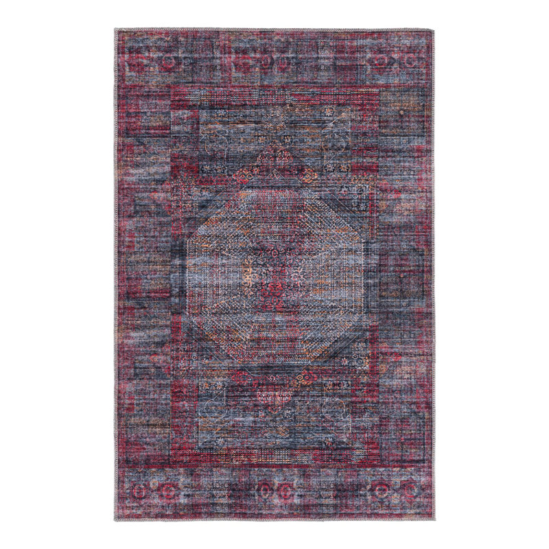 Tapis Hazelip - rouge et noir, Rectangle 3 pi 11 po x 6 pi