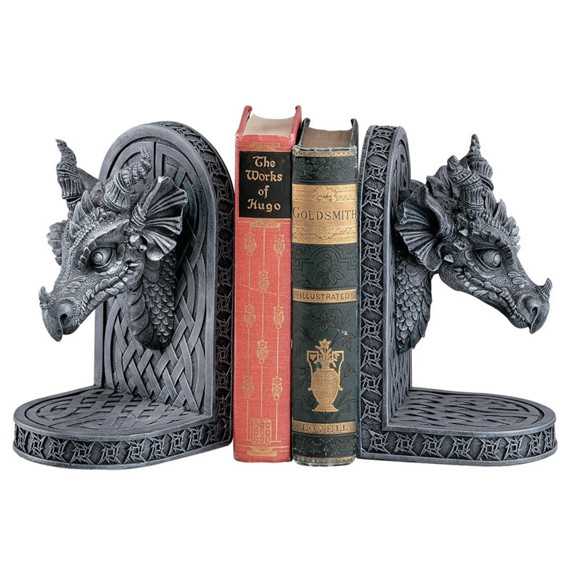 Serre-livres gris en forme de dragon