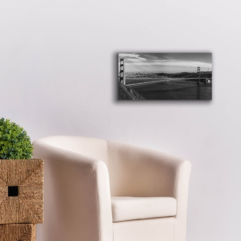 " Golden Gate Bridge Bw " by Epic Portfolio, 12" H x 24" W x 0.75" D