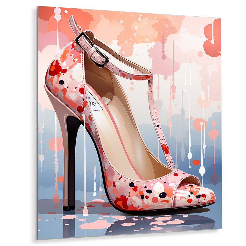 Mid Mid Pink High Heels Elegance II - mode, talons hauts, art mural en métal, H 20 po x l 12 po x P 1 po