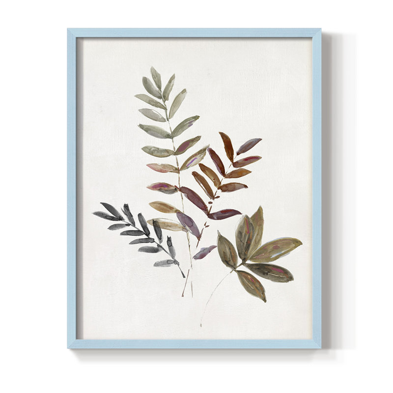 Feuilles d'automne III, reproduction encadrée - bois massif, H 10 po x l 8 po, Bleu