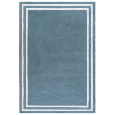 Lauren Ralph Lauren 6953 Hand Tufted Wool; Viscose Geometric Rug in Light Blue/Ivory