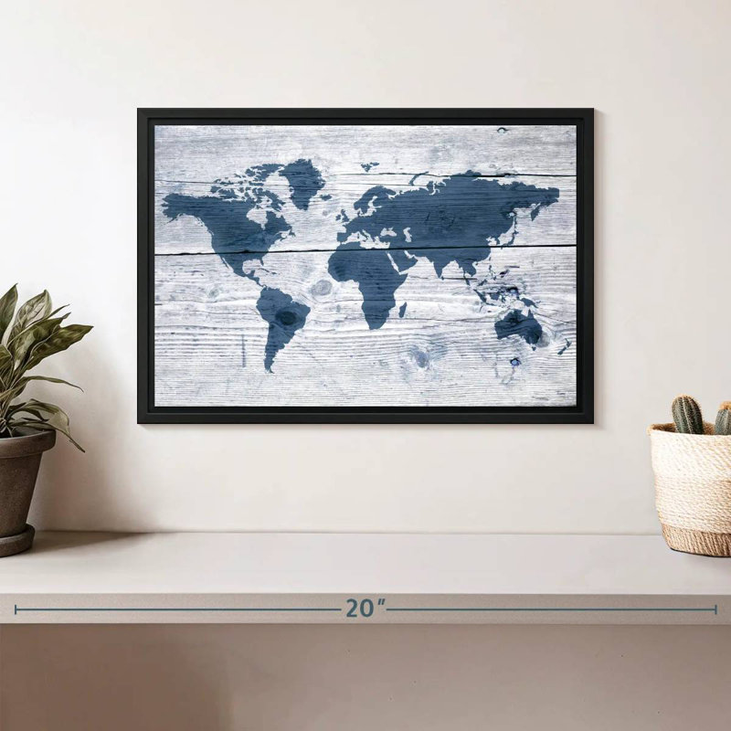 Carte du monde en bois Aliaz II, H 9 po x l 13 po