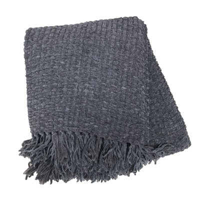 Jeté en chenille façon vannerie