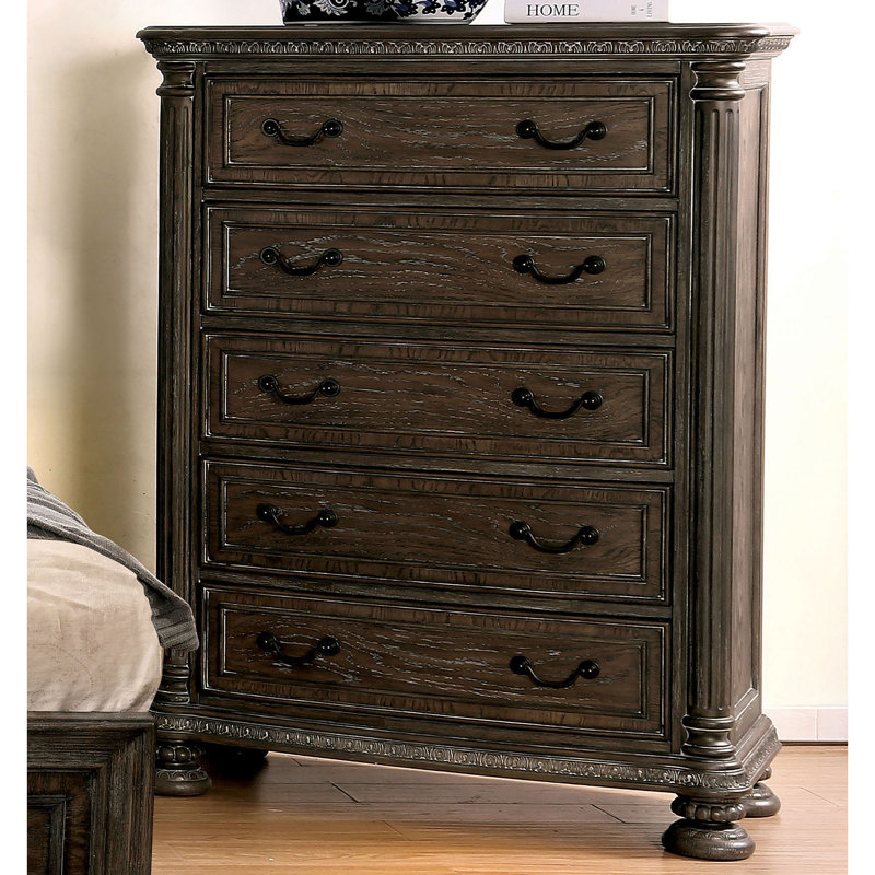 Jadaya 40'' W 5 - Drawer Dresser, Rustic Natural Tone
