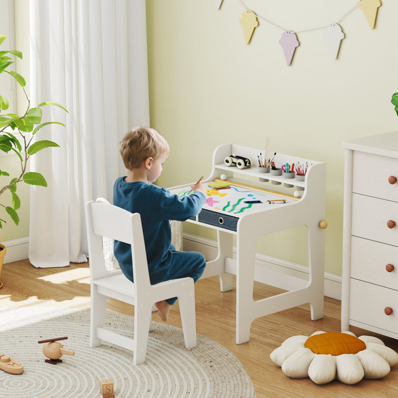 Kids 2 Piece Rectangular Desk Or Activity Chair and Chair Set