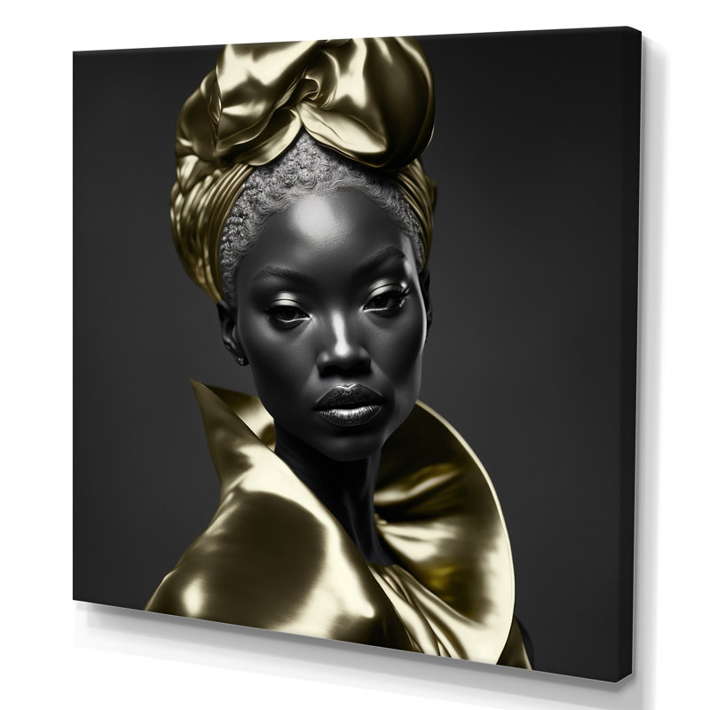 Exquise beauté en noir et or VI - reproduction sur toile, H 16 po x l 16 po x P 1 po, Toile tendue