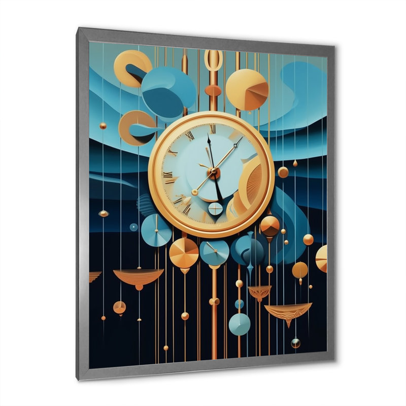 Impression sur toile, "Impermanence future géométrie I", H 40 po x l 30 po x P 1,5 po, Cadre simple argenté