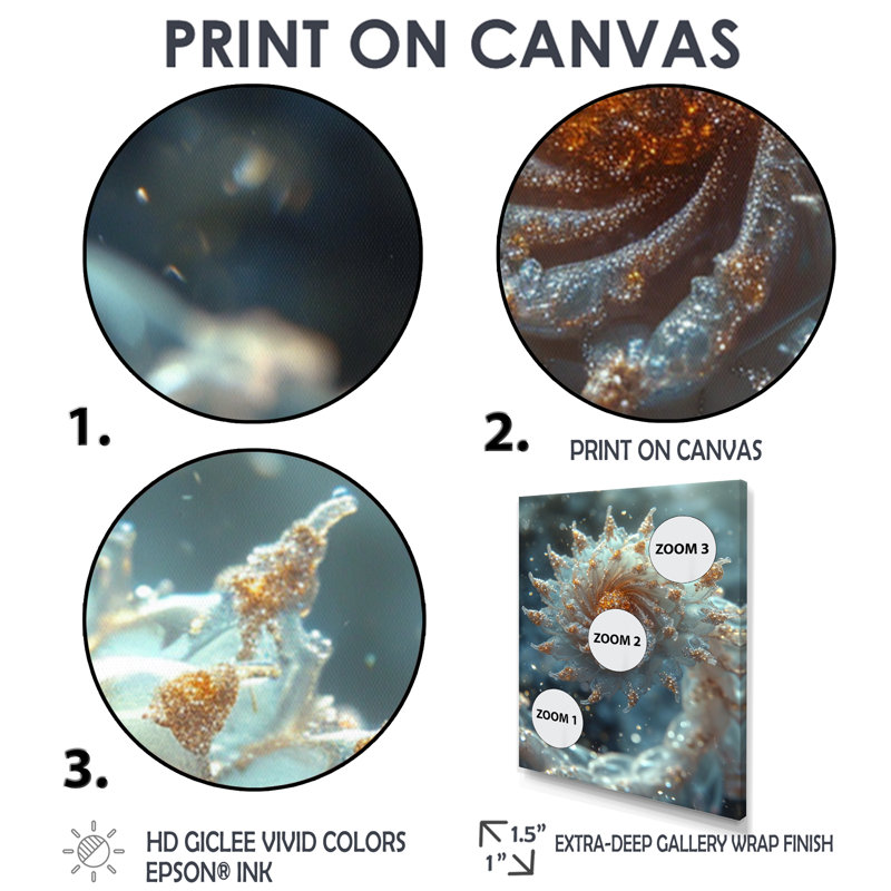 Winter Magic Curl - art mural fractal, H 32 po x l 24 po x P 1 po, Toile tendue