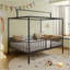 Lit convertible en métal 3 en 1 Montessori, lit pour tout-petits clôturé avec support en lattes de métal robuste, lit à baldaquin de conception minimaliste moderne Funland, assemblage facile-1116335316-1116335318