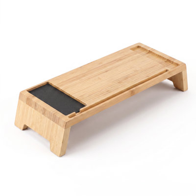 Bamboo Monitor Stand Riser, 22 Inch Desktop Shelf for Monitor/Laptop - Natural Solid Wood Desk Shelf & Workspace Organizer - Natural Wood Color