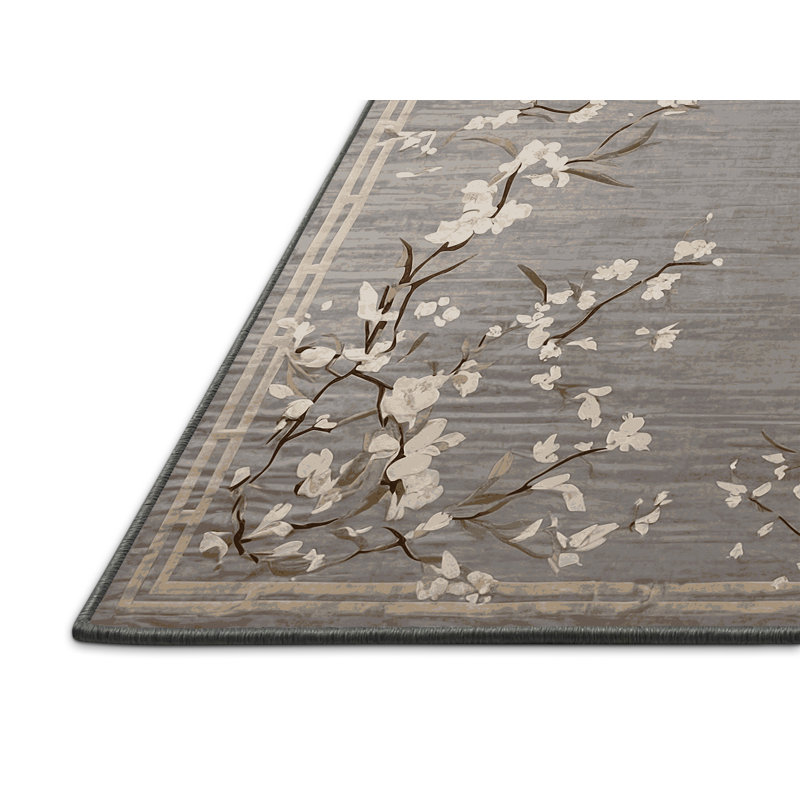 Tapis gris soyeux et moelleux, Carré 8 pi