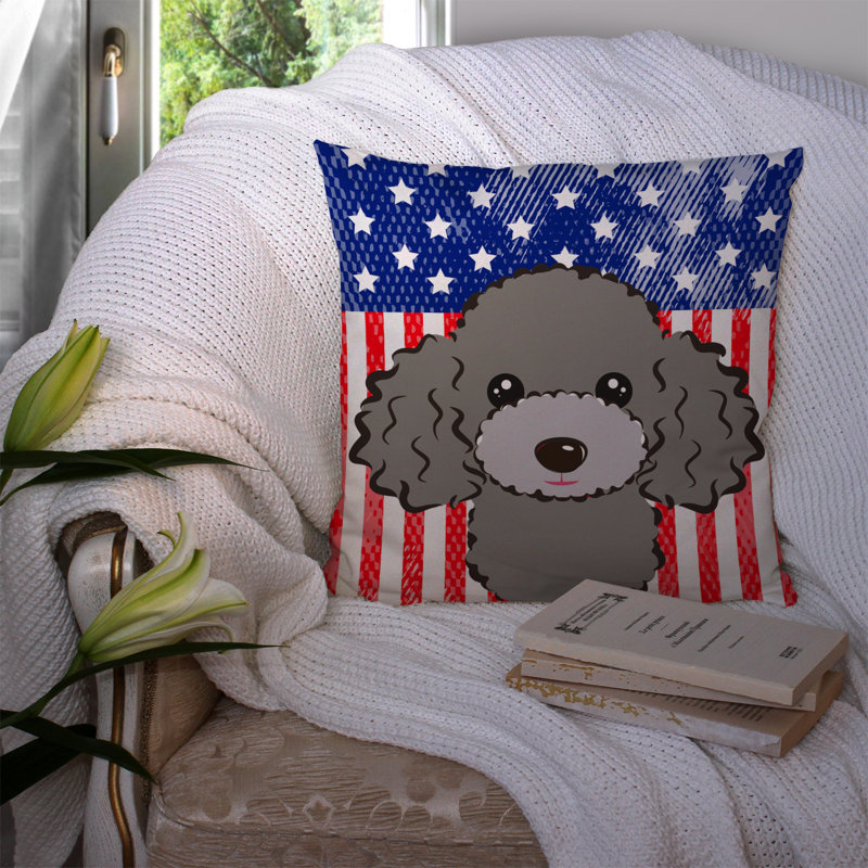  Coussin 14 "American Flag, 14 po x 14 po, Caniche argenté