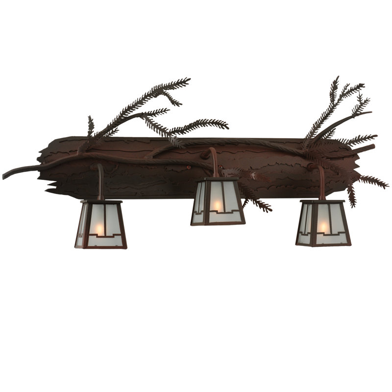 Rustic Bronze 3-Light Pine Branch Vanity Light