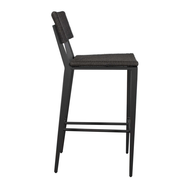 Coleston Outdoor Counter Stool, 30.5", Black, Black