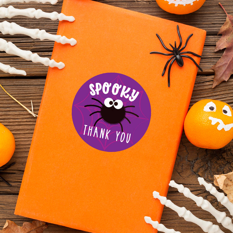 «Thank You Spooky» Mignonne araignée, joyeux Halloween, autocollants