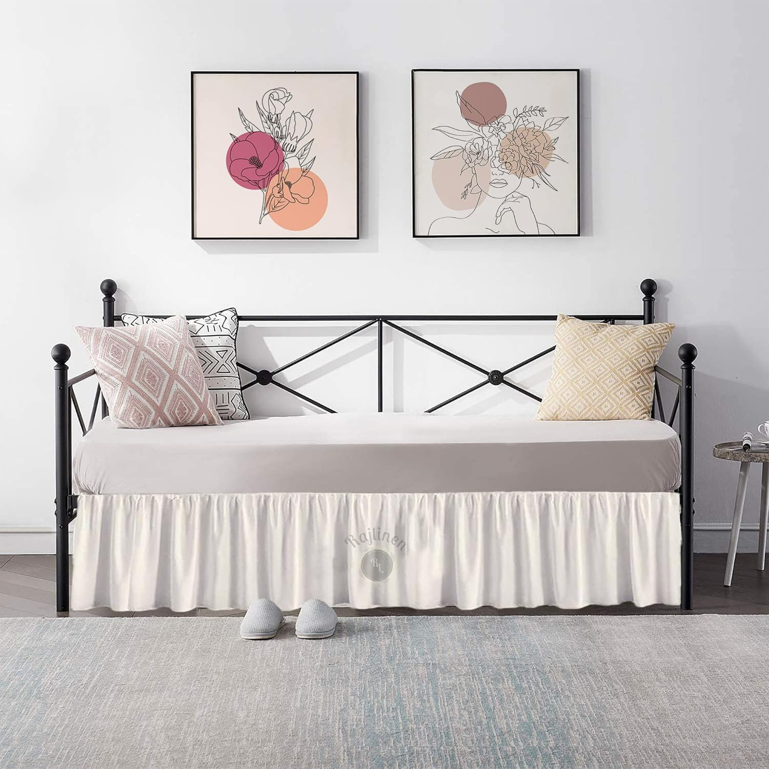 RAPTIZ Daybed Skirt With Split Corners - 14 Inch Drop Easy Fit - Dust ...