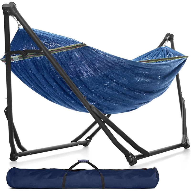 Hamac Tranquillo UniGen, hamac avec support Hamac intérieur / extérieur robuste avec support en acier Signature, pliable de qualité supérieure 600 lb, polyester doux à 2 couches durable, Égée