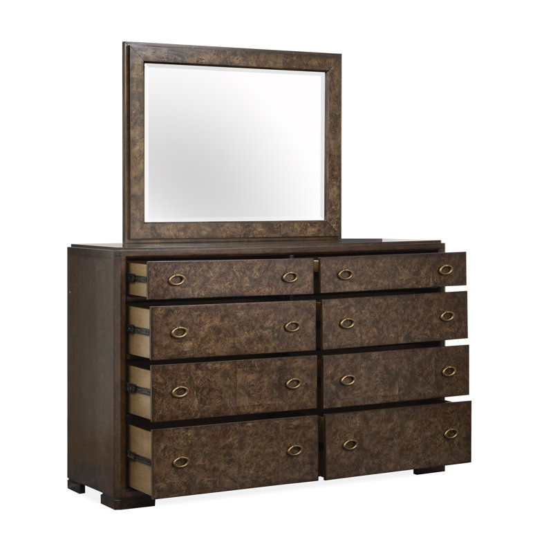Grand lit à panneaux 2 tables de chevet et commode avec miroir Garofalo, 5 Pcs: Bed, 2 Nightstands, Dresser, Mirror, Queen