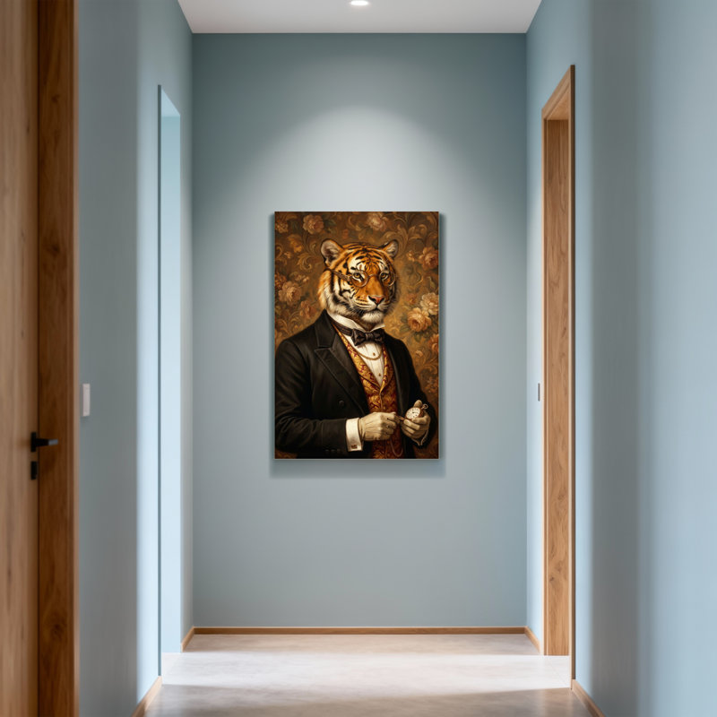 Animaux, tigre en costume avec montre de poche, H 18 po x l 12 po