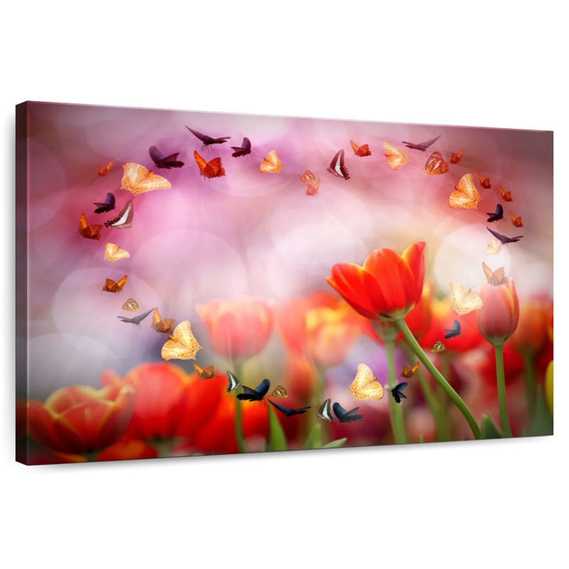 Hardie Tulips And Butterflies, 16" H x 24" W