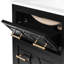 Meuble-lavabo 24 po, lavabo en céramique, 3 tiroirs, rétro, noir, bois massif, facile à assembler, structure élégante en bois de 24 po, apparence rétro, portable