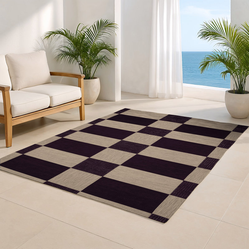 Tapis d'intérieur et d'extérieur à carreaux gris, Rectangulaire 2 pi x 3 pi
