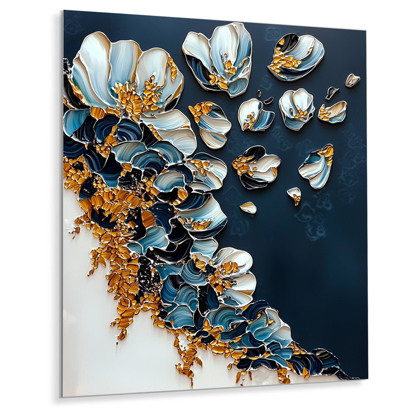 Bloom «Reality Marble Flowers I» - Décoration murale moderne en métal, impression moderne sur métal