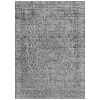 5' X 8' Gray And Beige Abstract Washable Indoor Outdoor Area Rug