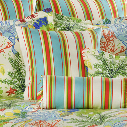 Island Breeze Striped Cotton Reversible Throw Pillow