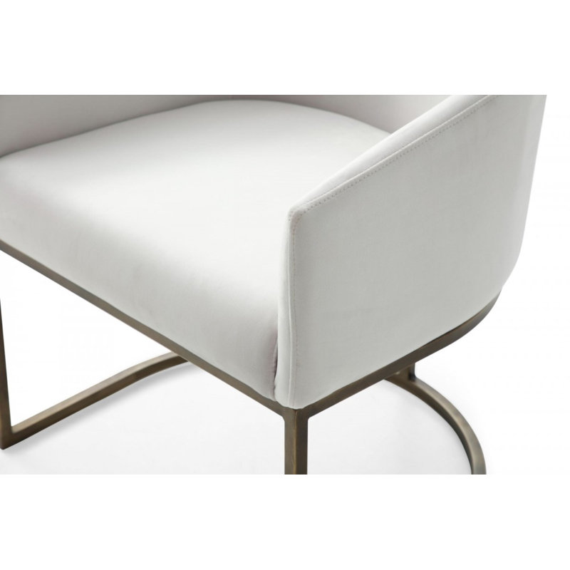 Chaise avec accoudoirs rembourrée en tissu Wiley, Beige