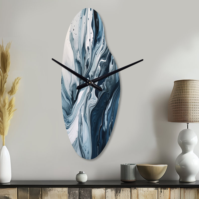 Horloge murale incurvée bleue et grise, Médium