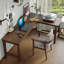 Bureau en bois de noyer clair en forme de L-108959866-108959863