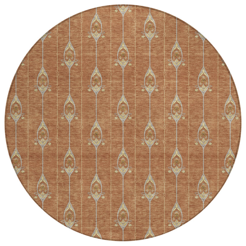 Machine Washable Indoor/Outdoor Chantille ACN2691 Kids Rug, Rust, 8' Round