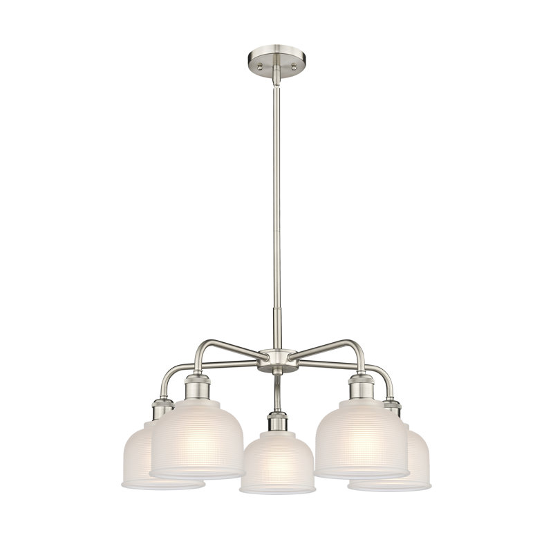 Lustre 5 lumières Narding, Blanc, Nickel satiné