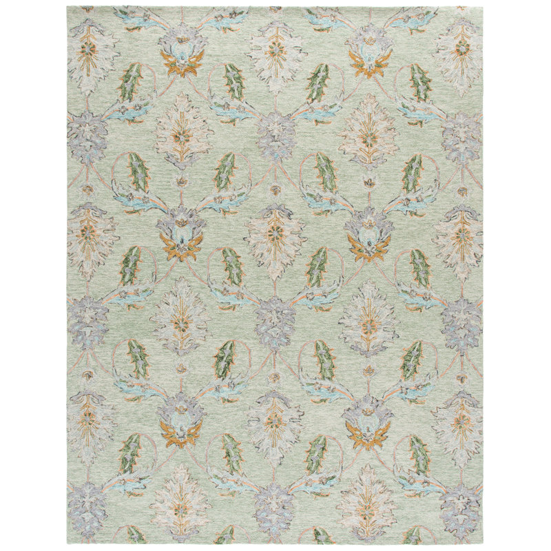 Jardin Hand Tufted Wool;Cotton Floral Indoor Rug, 8'-0" X 10'-0" Rectangle
