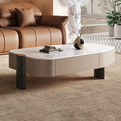 Table basse White Stone + Bois manufacturé