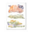 Abstrait orange, beige, vert et nuages bleus - peinture sur toile à cadre flottant-59851666-59851667