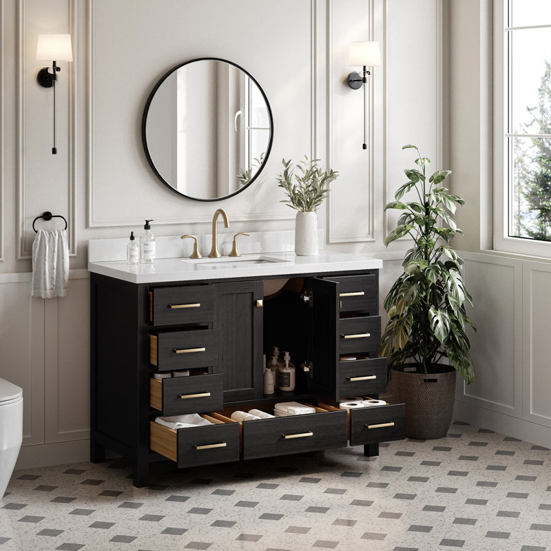 Grevera 48" Single Bathroom Vanity Set, Black Oak