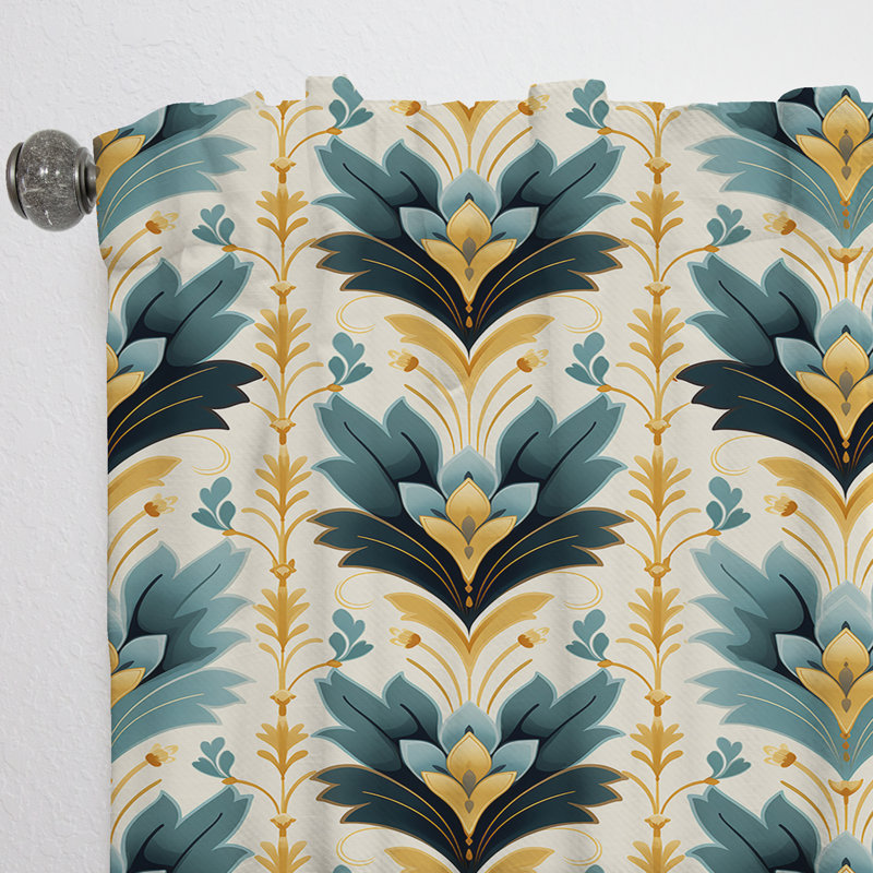 Victorian Elegance - Motif à chevrons émeraude - Rideau à chevrons - Rideau obscurcissant - 1 panneau, L 52 po x L 84 po
