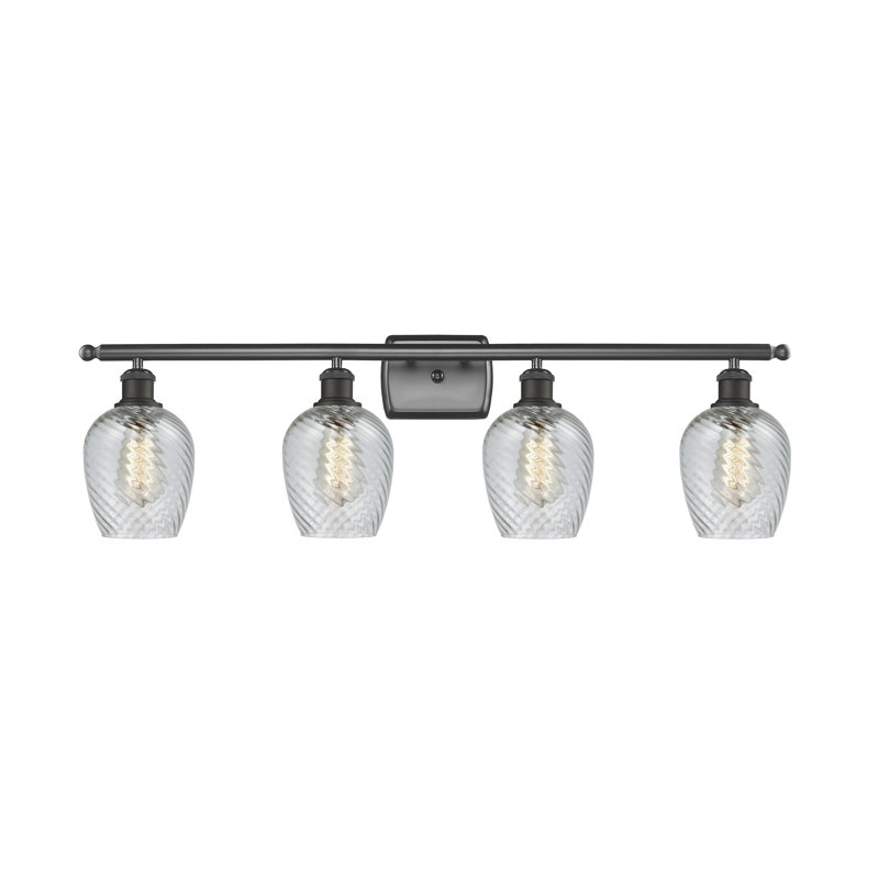 Éclairage de salle de bain à intensité variable 4 lumières Lyman, Motif cannelé transparent, Ampoule DEL 6 watts Vinage